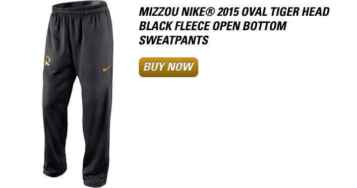 Mizzou Nike® 2015 Oval Tiger Head Black Fleece Open Bottom Sweatpants