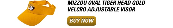 Mizzou Oval Tigerhead Gold Velcro Adjustable Visor