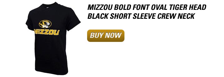 Mizzou Bold Font Oval Tiger Head Black Short Sleeve Crew Neck T-Shirt